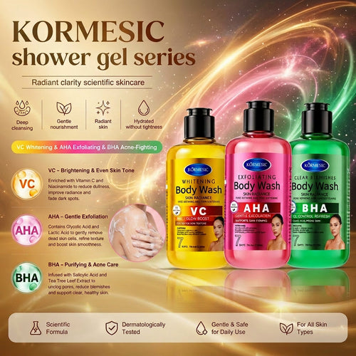 跨境KORMESIC全英文滋润保湿呵护沐浴露Shower Gel外贸厂家批发