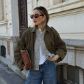 Women's Fall Casual Lapel Collar Jacket 2026 | Trendy Jacket - Olive Green