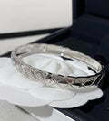 Small Scent Diamond Grid Bangle Coated 18k Gold Rhinestone Width Slim Cut Couples Diamond Grid Pattern coco Bracelet Premium Accessory Wholesale