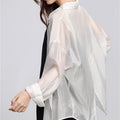 Women's Summer Versatile Tencel Slit Drapey Lightweight Sun-Protection Top + Cardigan - White