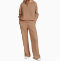 Casual Fashion Long Sleeve Lapel Collar Wide Leg Pants + Top Set