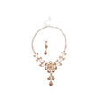 EU/US Import Imperial Breeze Rhinestone Flower Teardrop Stud Earring Necklace Set Clavicle Chain Light Luxury Premium Necklace Women