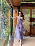 Purple Camisole Fitted Beach Dress, Date Night Style