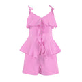 Summer Vacation Cotton Ruffle Camisole + Shorts 2-Piece Set