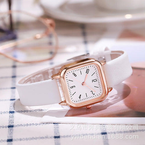 Export New Women Quartz Watch Glow Small Square Numbers Factory In Stock Women Belt Watch Women Watch