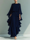 Chiffon Flared Sleeve Straight Leg Flared Pants + Top