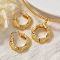 Cross-Border Hit Bestseller Long Wall Pattern Printed Pendant Earrings Fashionable Retro 2-Piece Set Jewelry Set Women Accessory