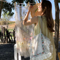 Butterfly Flower Mesh Embroidered Sleeveless Dress, Loose Layering Camisole Dress