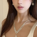 Imperial Light Luxury Pearl Cubic Zirconia Crystal Necklace Girls Day Wedding Dress Bride Premium Clavicle Chain Evening Gown Accessory