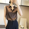 Women's Summer Professional French Acetate Satin Sleeveless Shirt 2026 - Gray