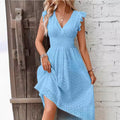 V-Neck Ruffle Sleeve Dress - Elegant Slimming Plus Size Summer Dress Women