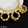 Overseas Middle East Bead Gem Lace Trim Round Relief Texture Pendant Earrings Statement Breeze Style With Bead Collar Pendant Set
