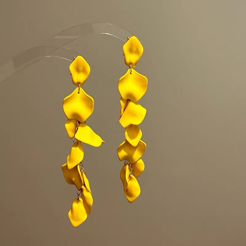 Rose Petal Long Statement Earrings - view 9
