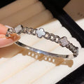 Overseas Bestseller Rhinestone Clover Bangle Lucky Flower Bracelet Fashionable Personality Light Luxury Niche Design Hand Jewelry Item