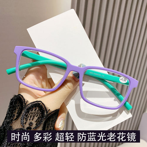 Spring Temple Presbyopia Blue-Light Glasses Colorful EU/US Import Frame Trendy Fashionable Glasses Frame Elderly Reading Glasses