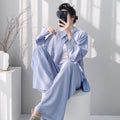 2026极简风棉绸睡衣女长袖衬衫套装高级感透气家居服可外穿睡衣
