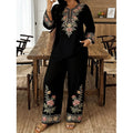 Women's Ethnic Long Sleeve Lace Trim Set 2026 | 2 Piece Outfit Set - White