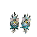 Beauty Silk Wonderland Cat Vintage Stud Stock Up EU Continent Retro Kitty Set Rhinestone Heavy-Duty Accessory