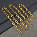 Premium Paperclip Mixed Chain Spliced Necklace Bracelet Set Retro Return Shape Hand Stainless Chain