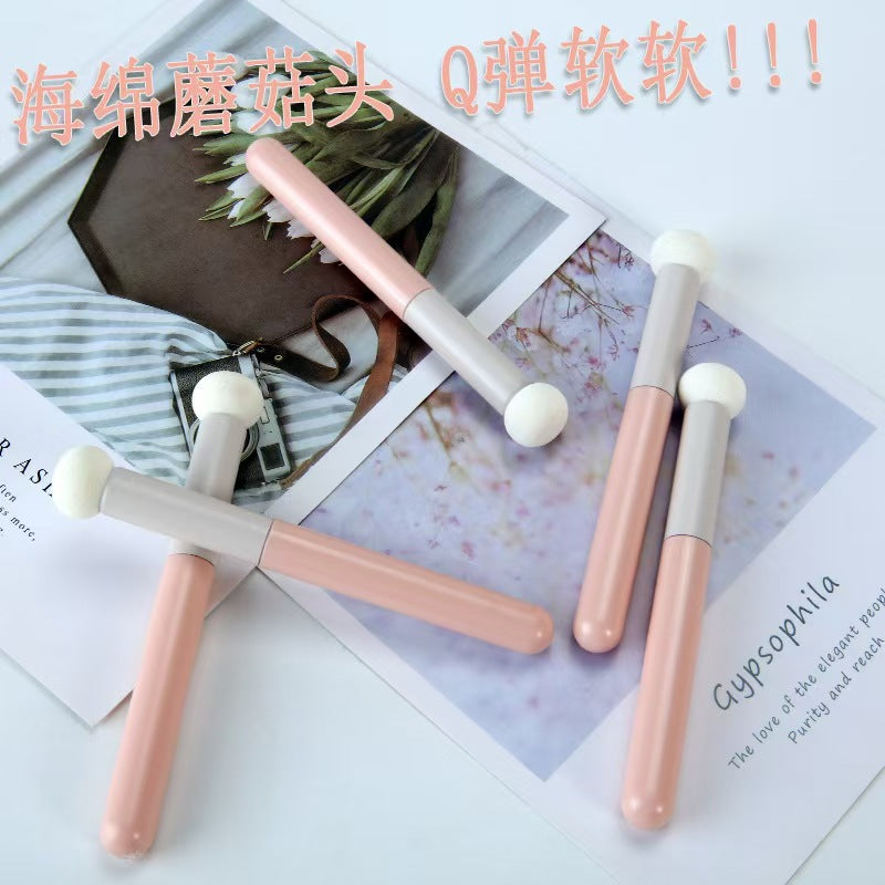Mushroom Concealer Brush Set - 3-Piece Sponge & Lip Brush Combo, Wet & Dry