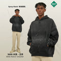 ARTIE Men's Fall/Winter 360G Splatter Print Spray-Dye Distressed Frayed Edge Hoodie