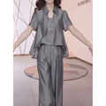 Summer Office Fashion Plus Size Shirt Set