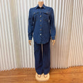 Vintage Denim Shawl Collar Cardigan + Straight Leg Pants Set