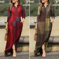 Women's Casual Lapel Collar Printed Floral Long Dress + Shirt + Skirt 2026 - Blue