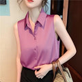 Women's Summer Professional French Acetate Satin Sleeveless Shirt 2026 - Gray
