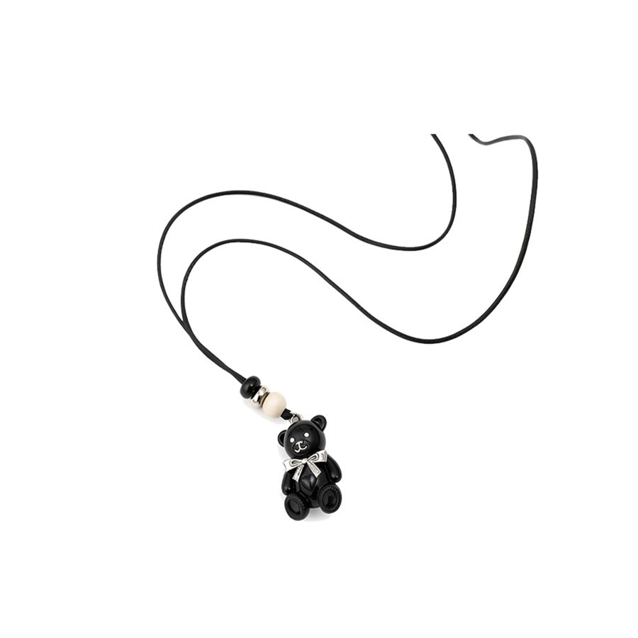 Cute Teddy Bear and Bow Pendant Necklace - view 5