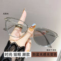 Light-Changing Prescription Glasses Overseas Fashionable Glasses Frame Cat-Eye Anti-Blue Plano Big Face Slender Prescription Sunglasses