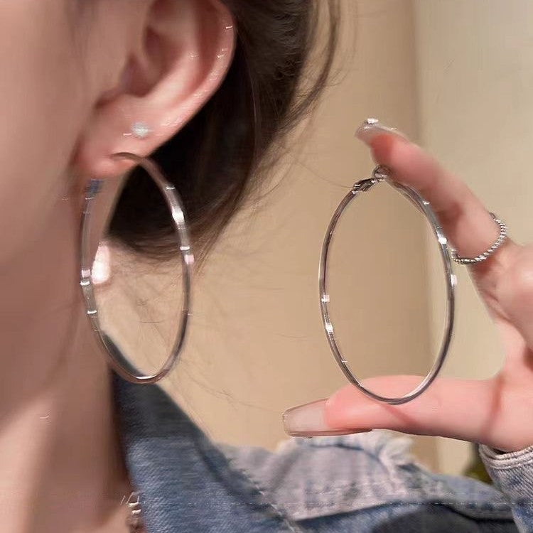 Minimalist Silver-Tone Hoop Earrings - view 2