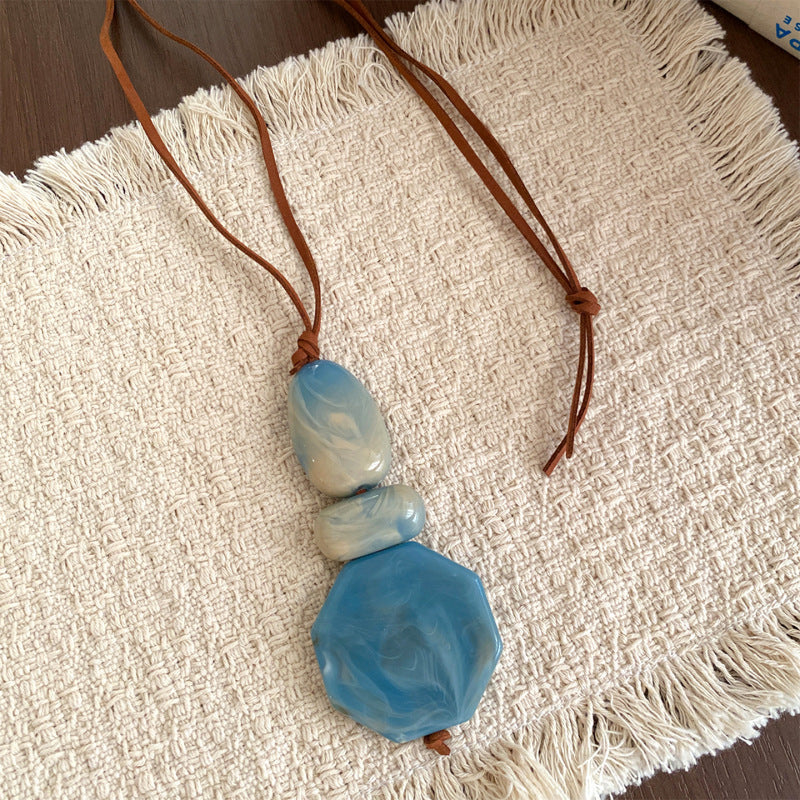 Acrylic Oval Pendant Cord Necklace - view 11