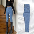 Women's High Waist Slim Pencil Black Jeans