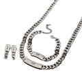 Western Hip-Hop Necklace Bronze Ba Bracelet Necklace Earrings Set Ring Set Hip-Hop Personality Rhinestone Simple Premium