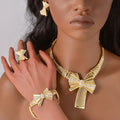 Overseas Dubai 18K Gold Bride Knot Wedding Necklace Earrings Set Ring Bracelet Set India Women Banquet Jewelry Set