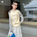 Girls' Letter Embroidered Contrast Raglan Sleeve T-Shirt