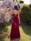 Women's Spaghetti Strap Embellished Mermaid Slim Fit Evening Gown Banquet Party