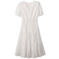 White Embroidered V-Neck Dress, 2026 Spring/Summer Fitted Slimming A-Line