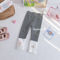 Girls' Plaid Lace Cartoon Embroidered Jeans