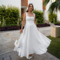 A588DS Square Collar Sleeveless Camisole Long Dress