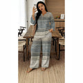 Women's Ethnic Retro Plus Size Long Sleeve V-Neck Printed Drapey Top Set 2026 - 1