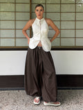 Spring-Summer Casual Relaxed Cotton Loose Wide Leg Lantern Pants