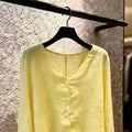 Women's Summer Long Sleeve V-Neck Sun-Protection Loose Cardigan + Shirt 2026 - Yellow