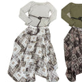 Summer French Slimming High Waist Printed Asymmetric Mid-Length Skirt Set