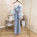 Pearl Applique Maternity Gown - 3D Floral Bridal Robe for Photography Women