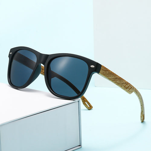 2025 New Square Wood Custom Sun-Proof Glasses Retro Wood Grain Leg Fashionable Sunglasses Western Men Color Coating Sunglasses
