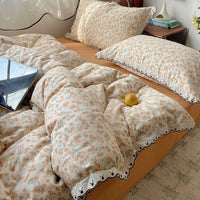 Warm Flower Palette / 0.9m Bed - 3-Piece Flat Sheet - Fits 150x200cm Duvet