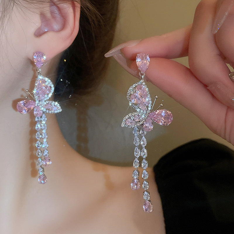 Sparkling Rhinestone Bow Drop Earrings - view 11