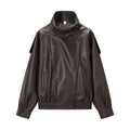 Women's Retro Stand Collar Loose Cropped Jacket 2026 | Trendy Jacket - Black